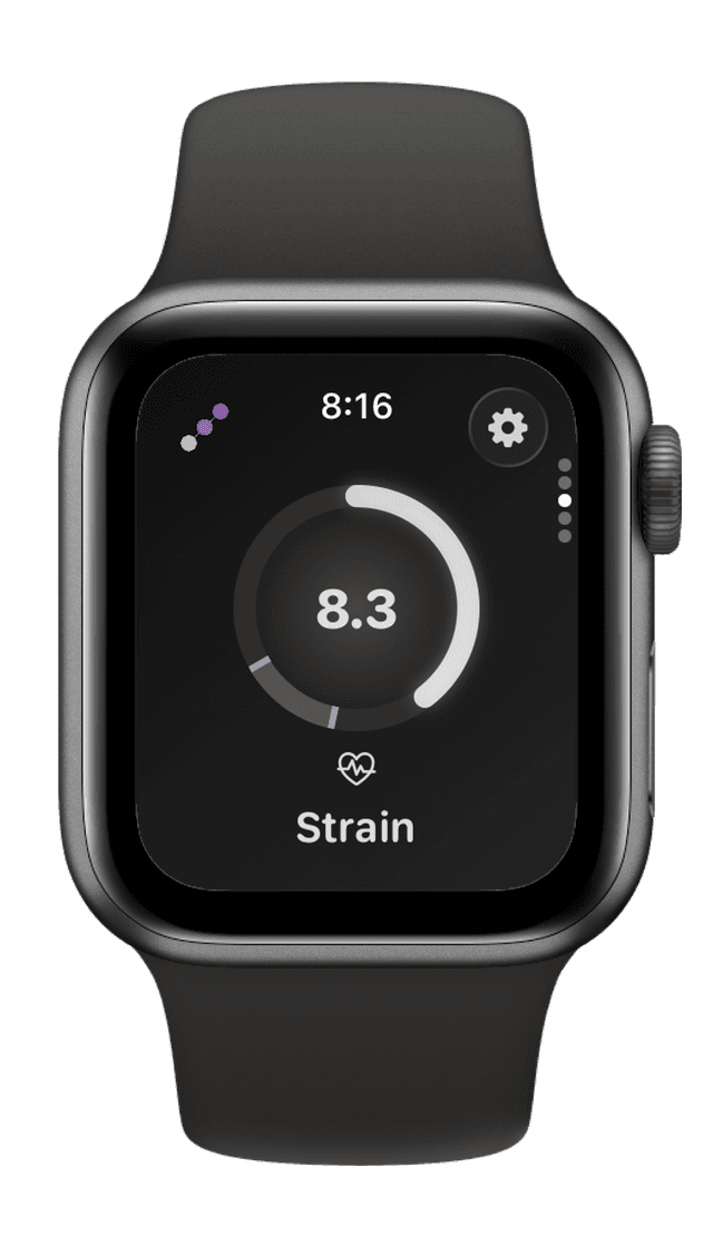 Cora daily strain and training load score on Apple Watch