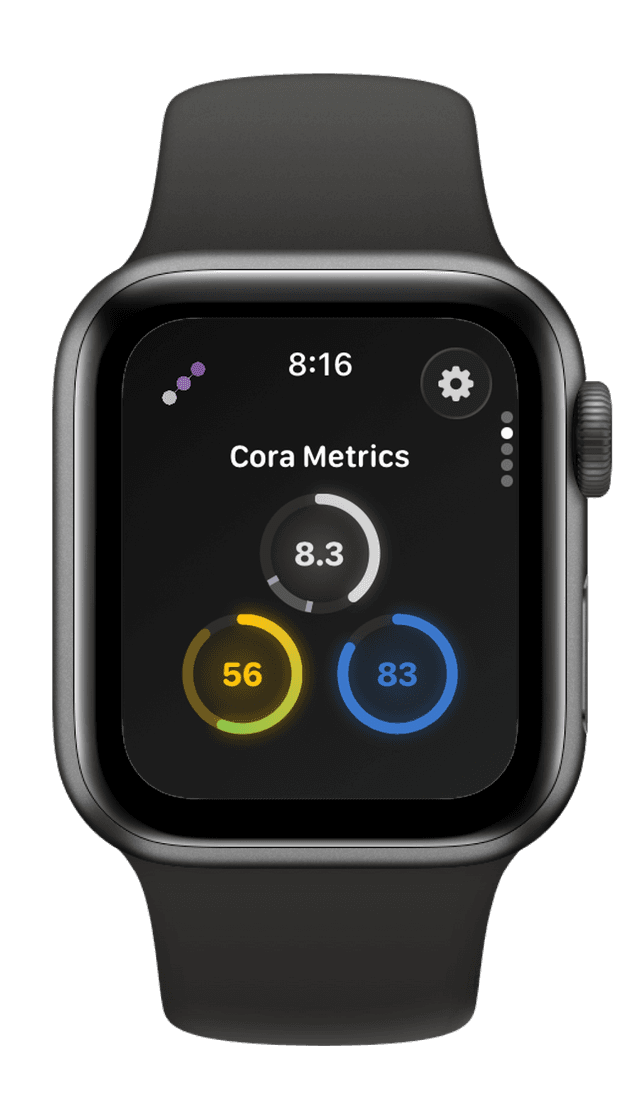 Cora heart rate, HRV, and resting heart rate metrics on Apple Watch